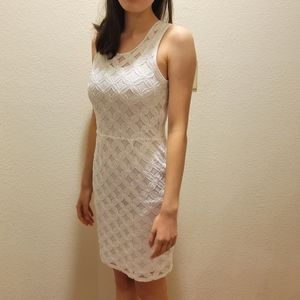 Banana Republic Floral Overlay White Dress Size 2